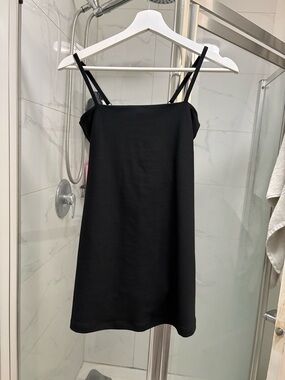 Black Mini Slip Dress with Double Spaghetti Straps